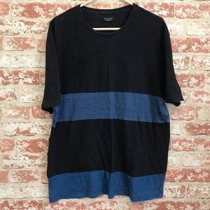 Zara Men Colorblock Black and Blue Tee
